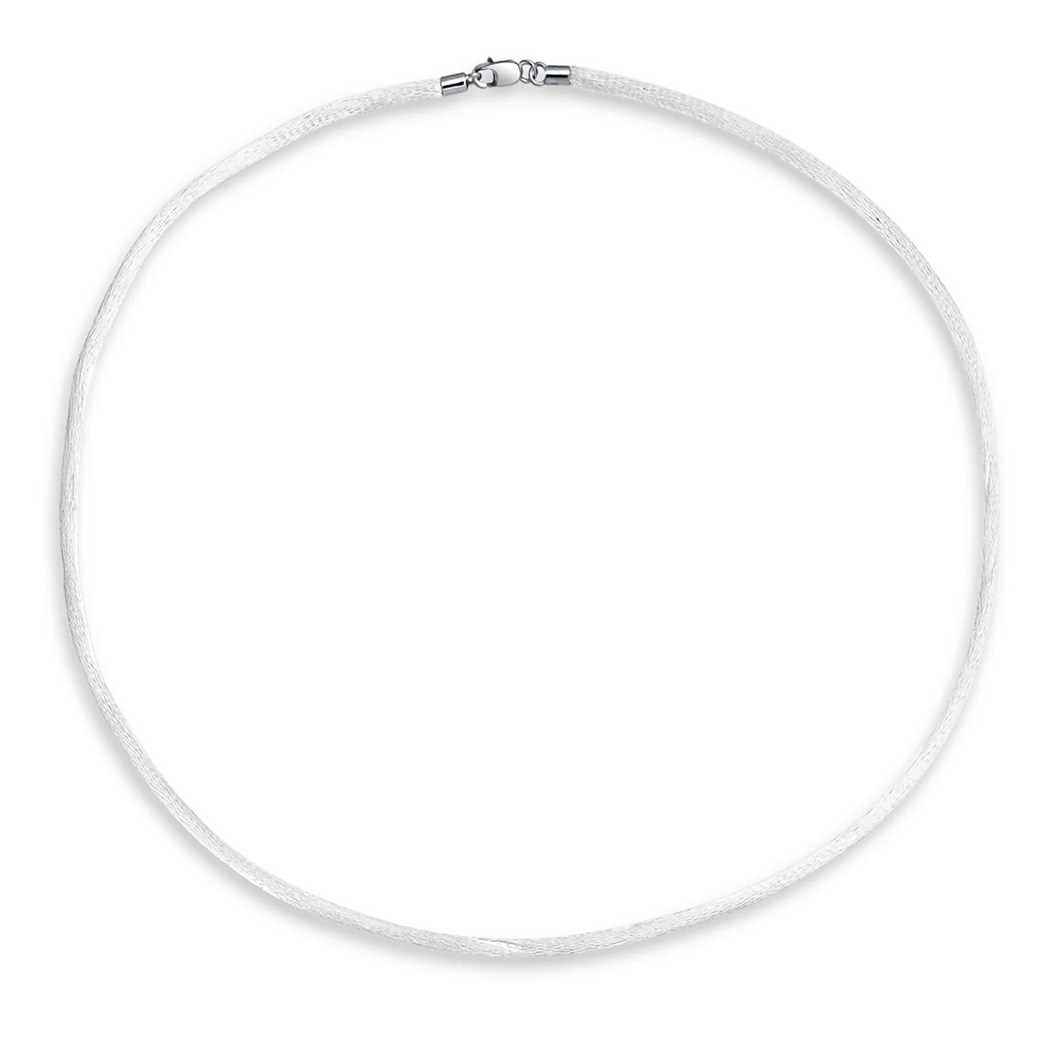 White Cream 1MM Satin Silk Cord Necklace for Men with Silver Lobster Claw - Image 2