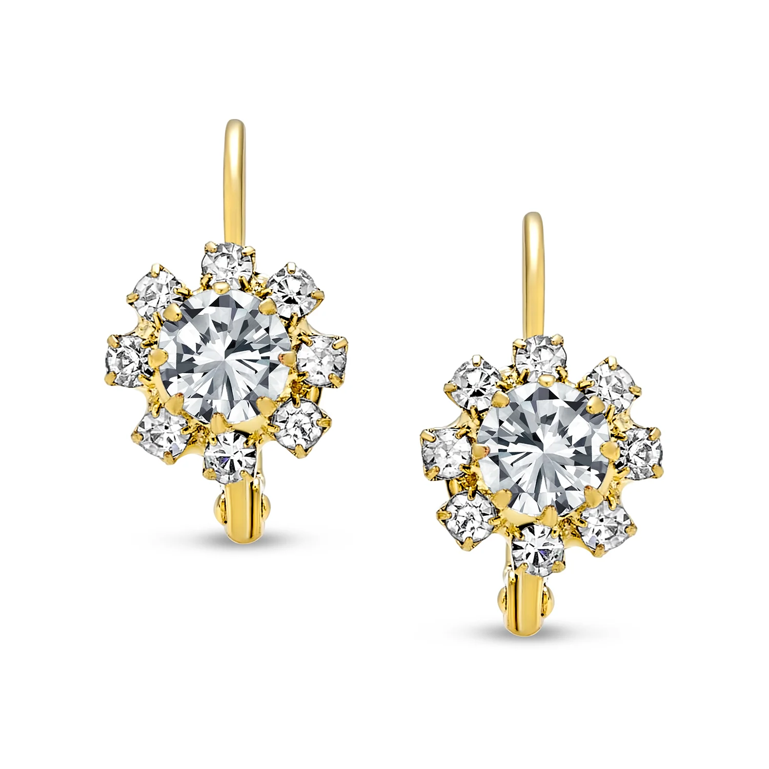 White CZ Flower Gold Plated Drop Earrings More Colors - Image 10