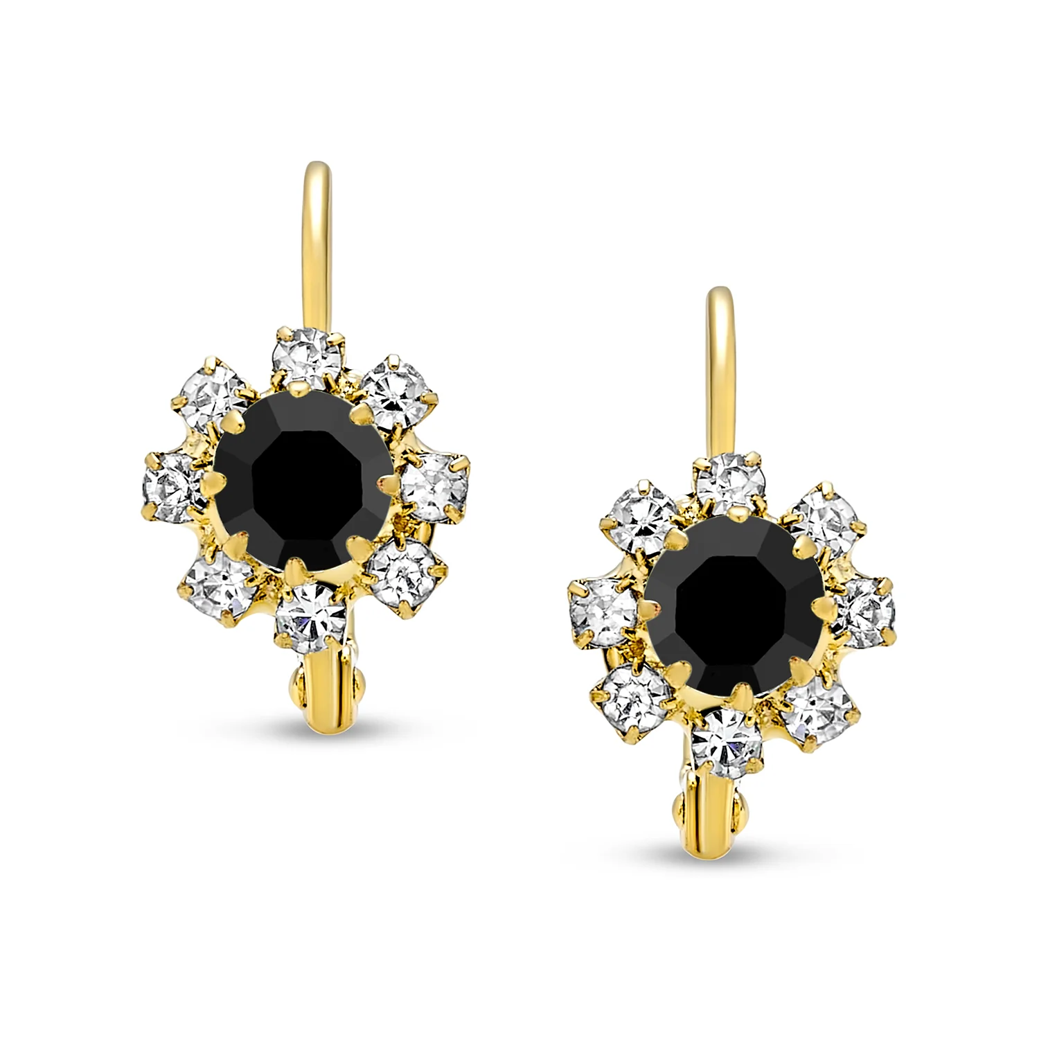 White CZ Flower Gold Plated Drop Earrings More Colors - Image 11