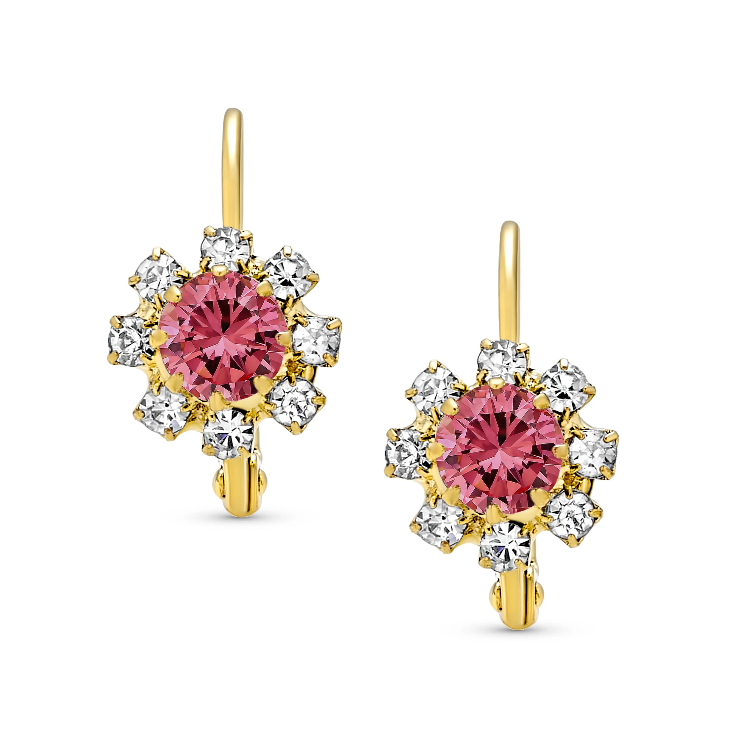 White CZ Flower Gold Plated Drop Earrings More Colors - Image 12