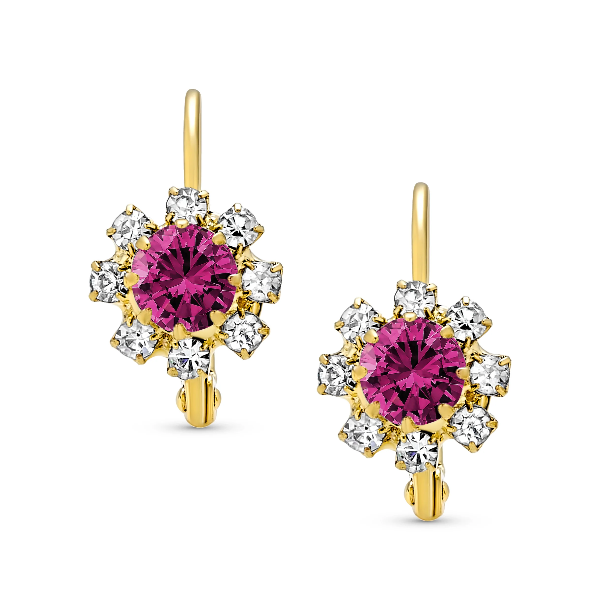 White CZ Flower Gold Plated Drop Earrings More Colors - Image 13