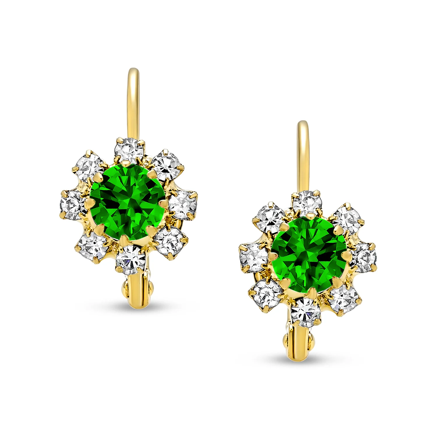 White CZ Flower Gold Plated Drop Earrings More Colors - Image 14
