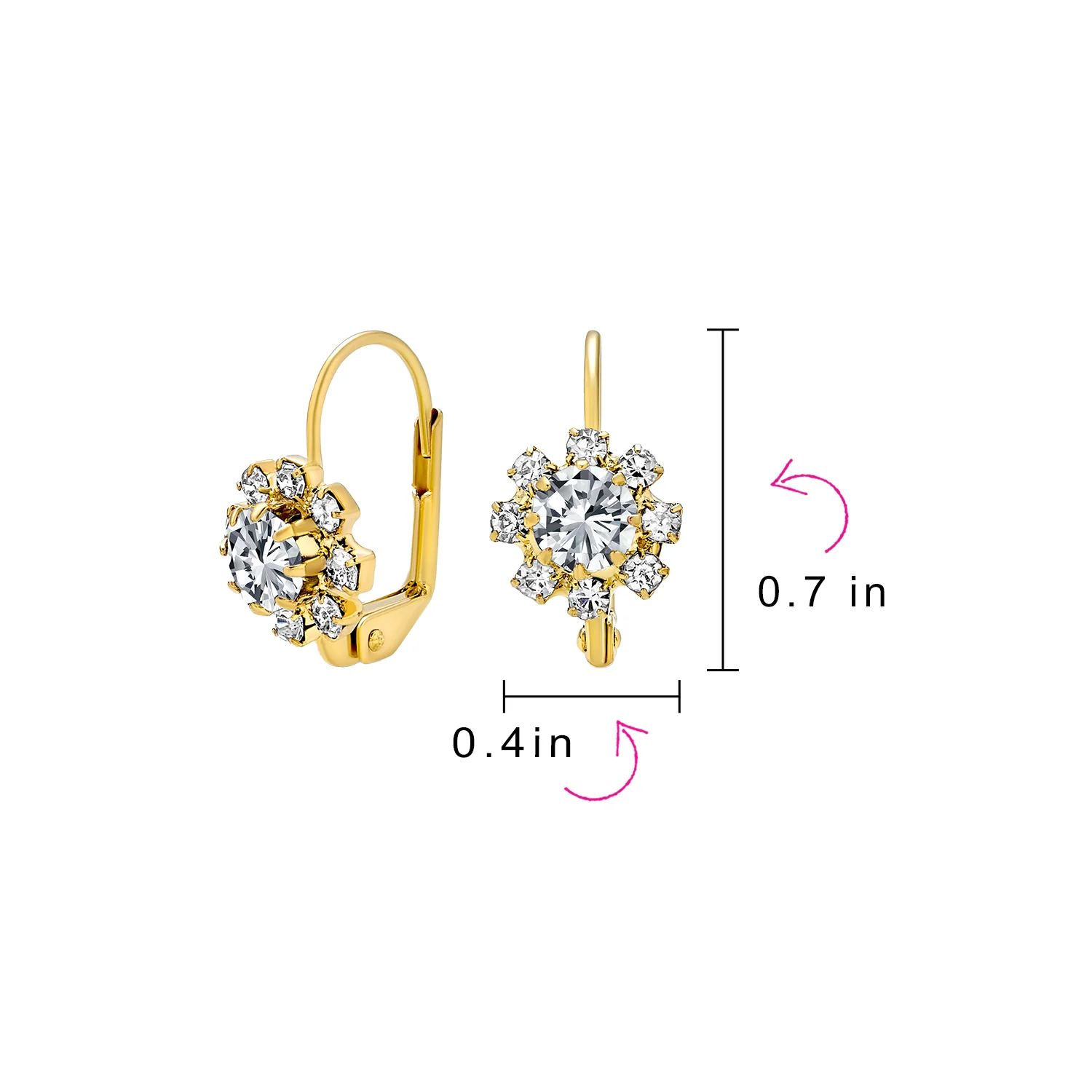 White CZ Flower Gold Plated Drop Earrings More Colors - Image 24