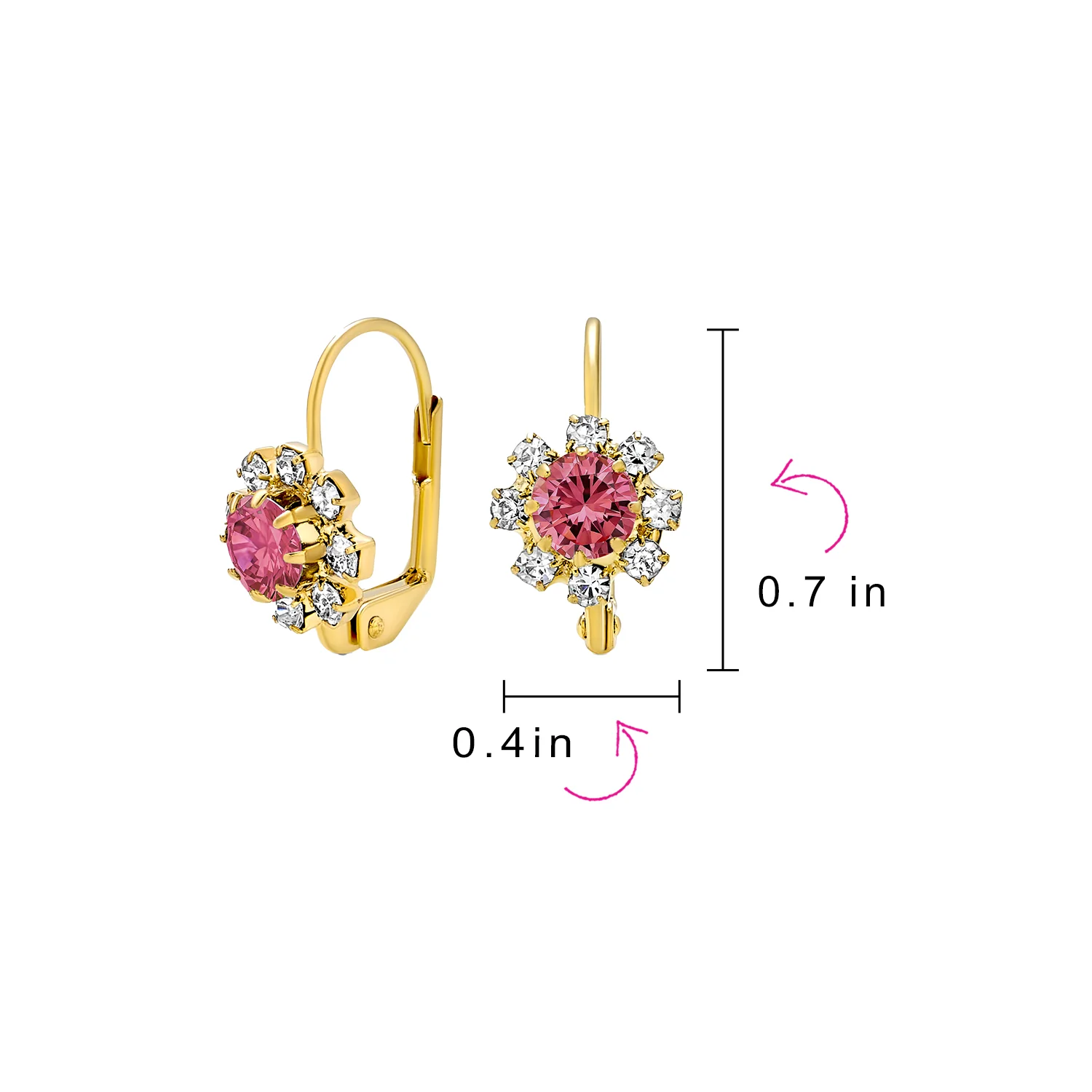 White CZ Flower Gold Plated Drop Earrings More Colors - Image 26