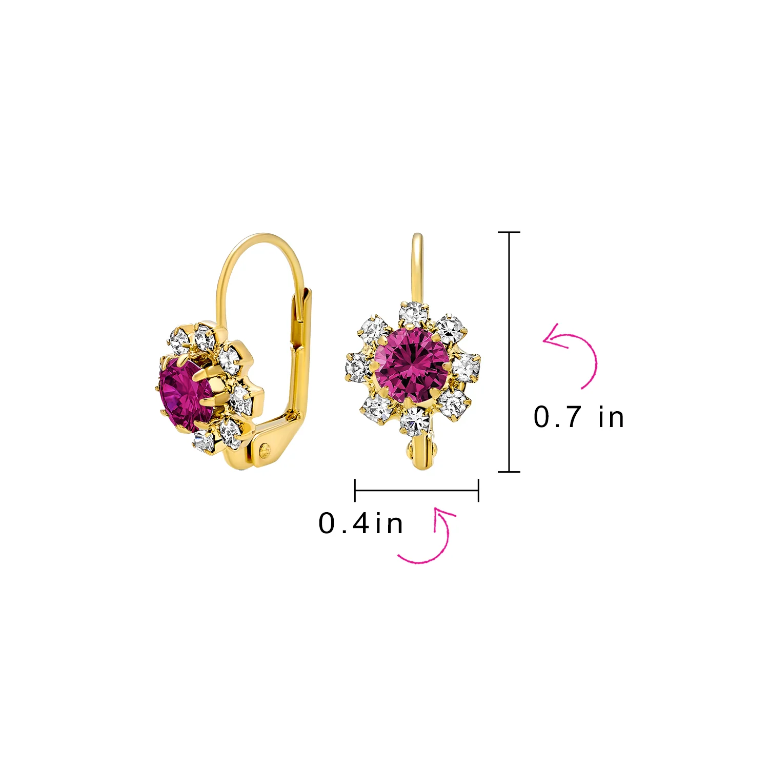 White CZ Flower Gold Plated Drop Earrings More Colors - Image 27