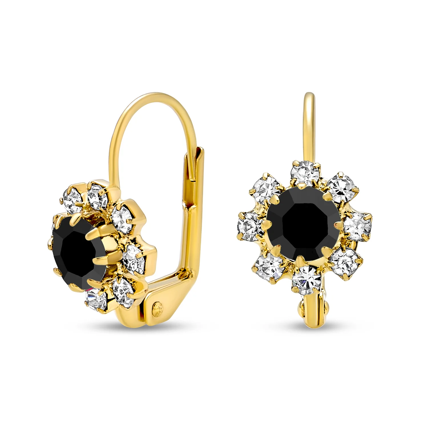 White CZ Flower Gold Plated Drop Earrings More Colors - Image 4