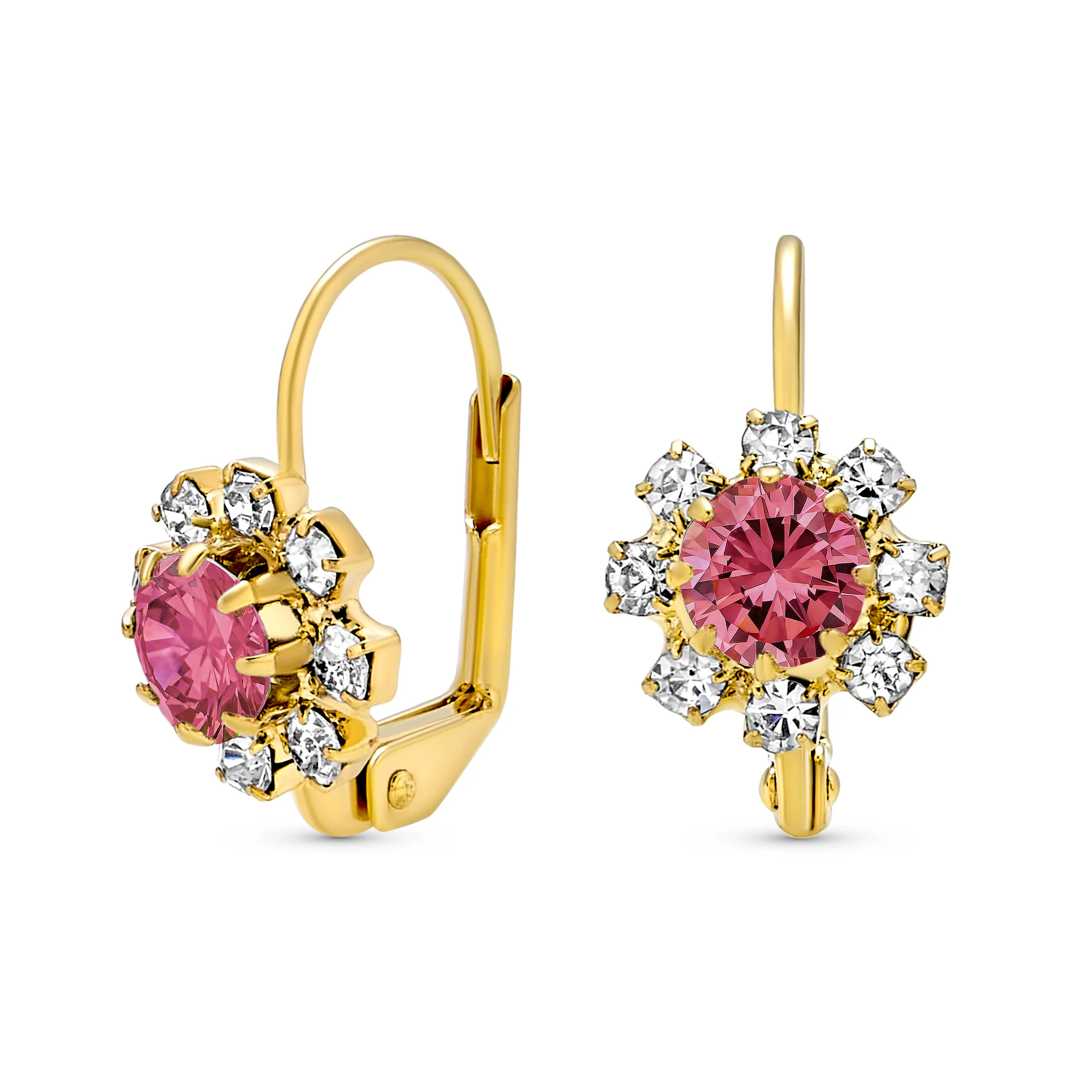 White CZ Flower Gold Plated Drop Earrings More Colors - Image 5