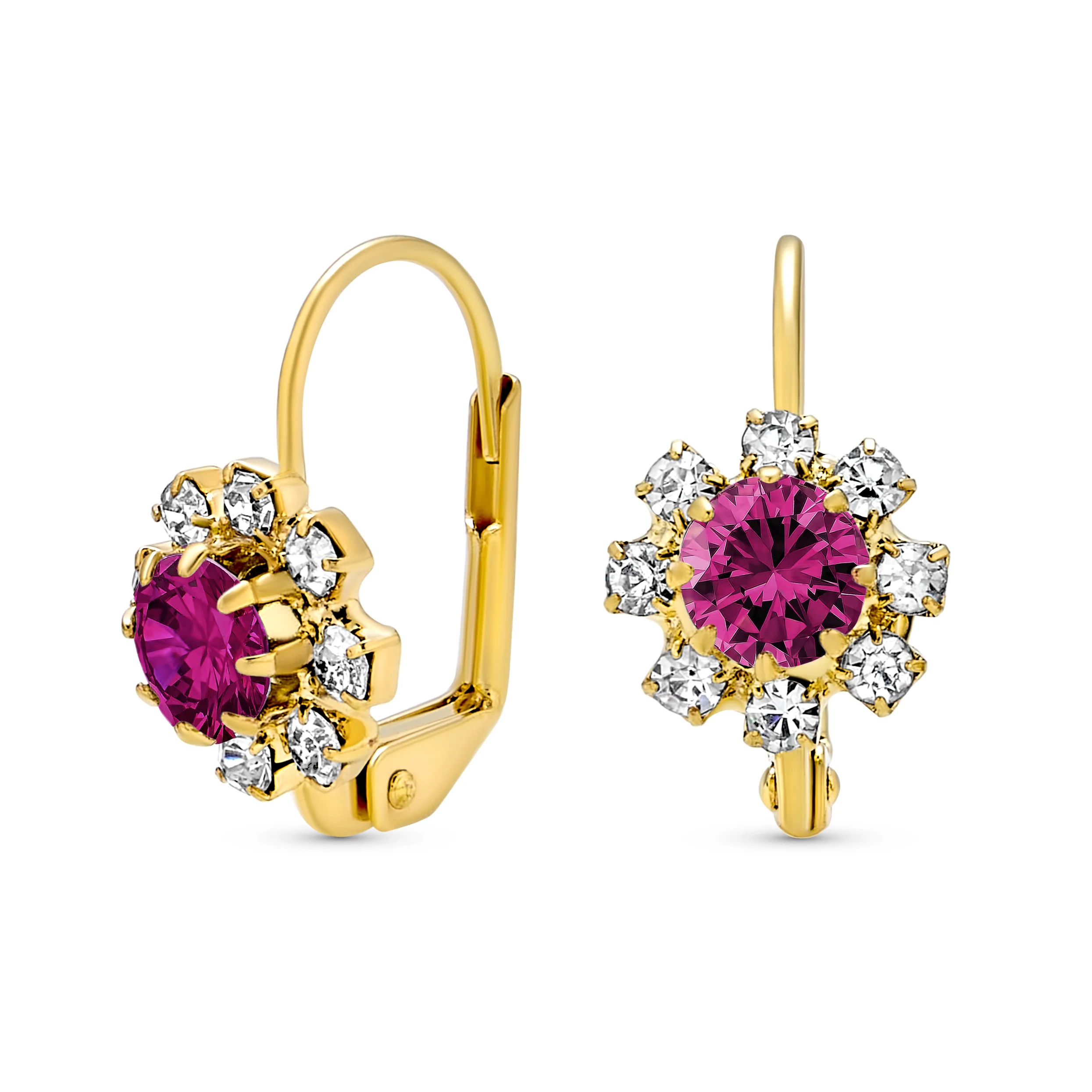White CZ Flower Gold Plated Drop Earrings More Colors - Image 6