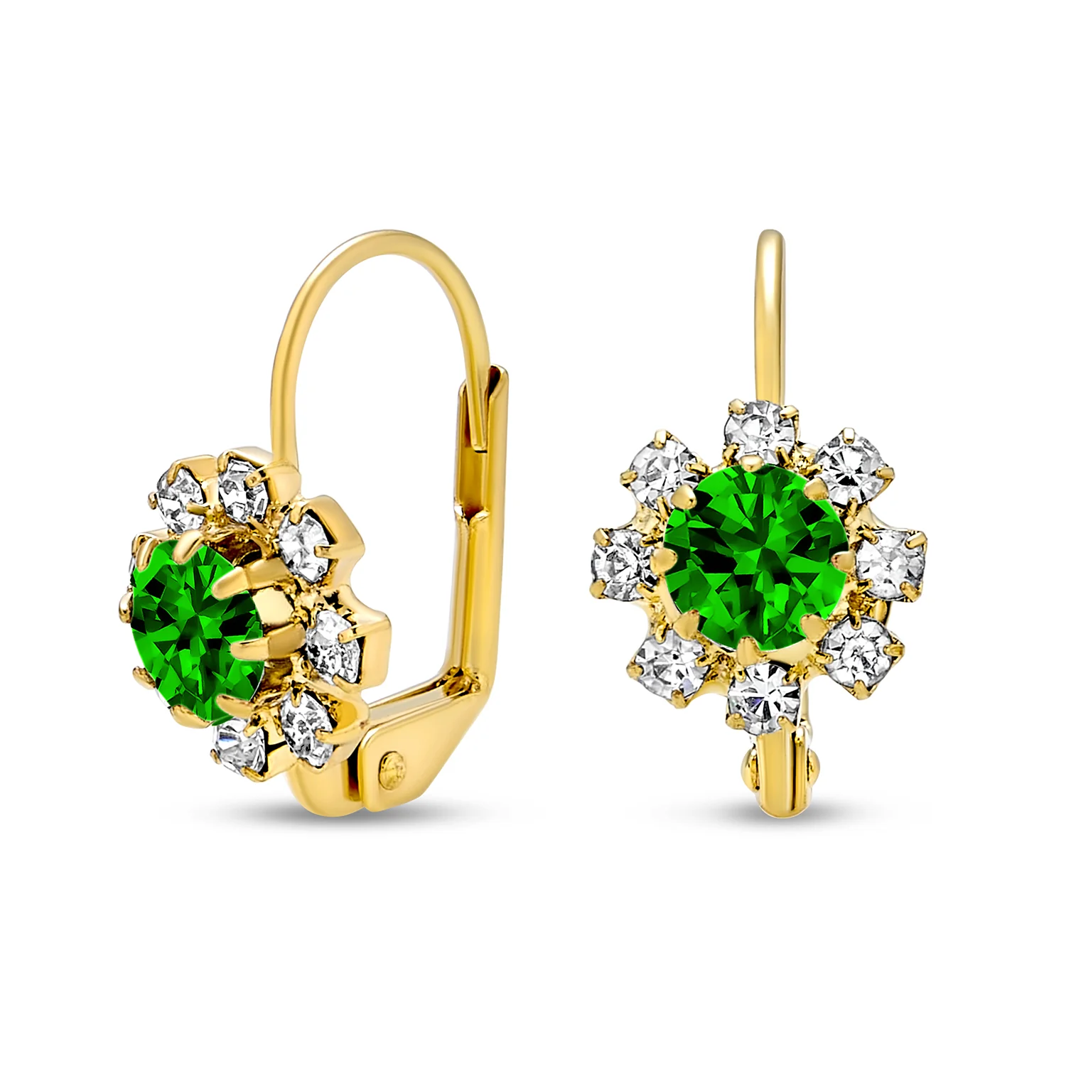 White CZ Flower Gold Plated Drop Earrings More Colors - Image 7