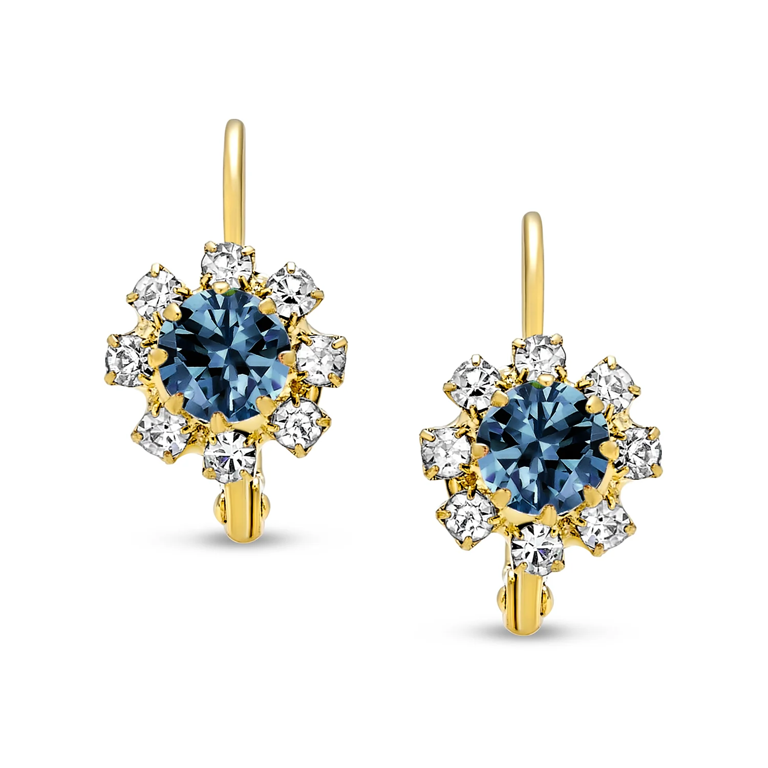 White CZ Flower Gold Plated Drop Earrings More Colors - Image 8