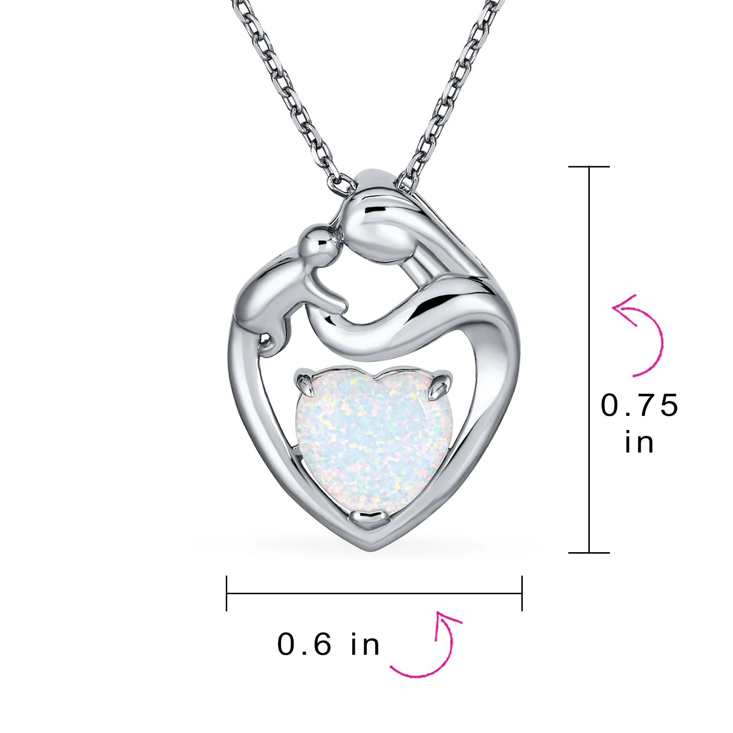 Opal Heart Loving Mother Family Necklace Pendant .925 Sterling Silver - Image 7