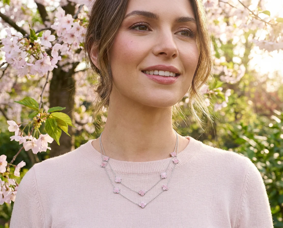 Flower Clover Pearlized Enamel Station Chain Wrap Necklace Gold Plated 40 Inch - Image 22