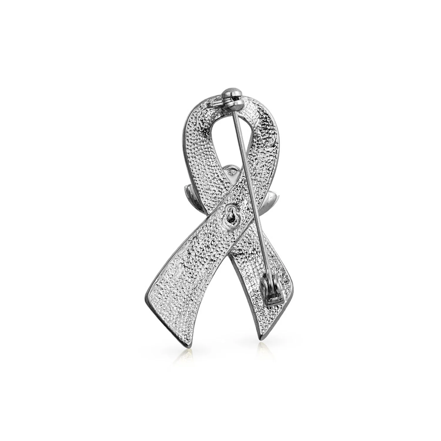 Set of 3 Ribbon Brooch Pins Crystal Accents Enamel Silver Plated - Image 9