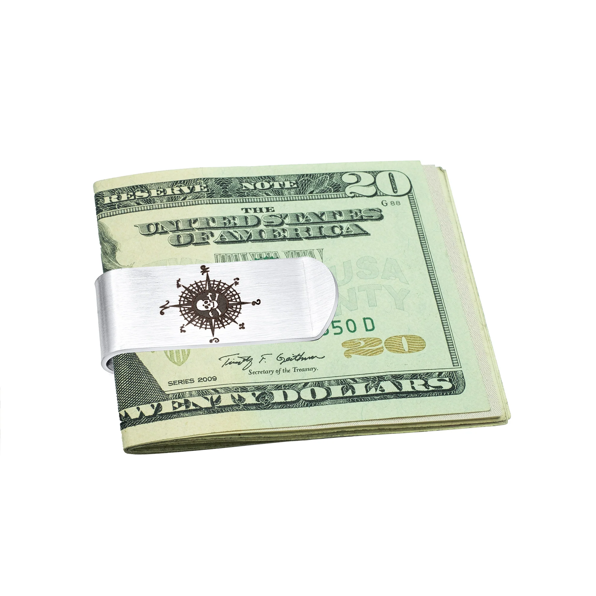 Wide Biker Jewelry Gothic Pirate Skull Money Clip Card Holder Stainless Steel - Image 3