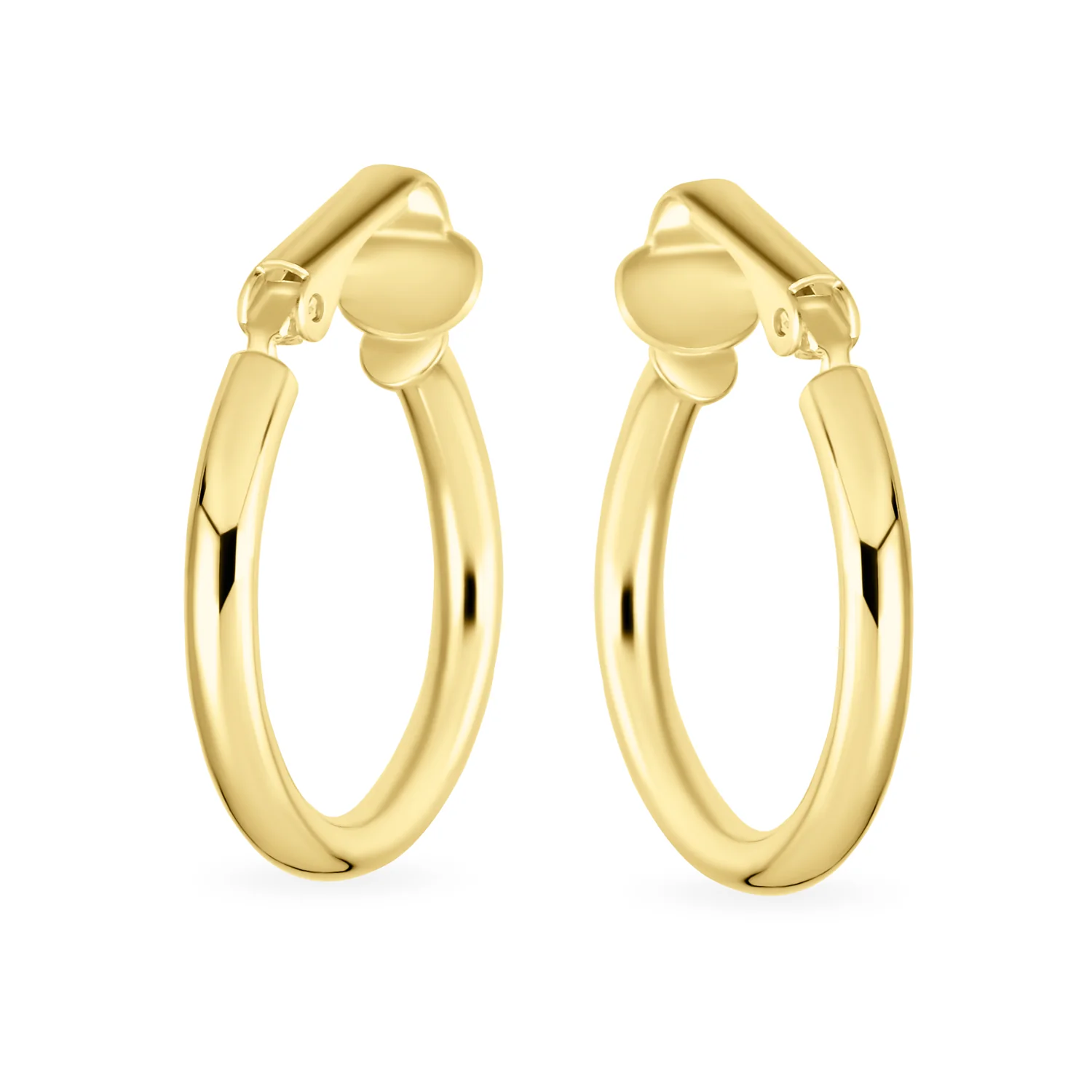 Classic Tube Lightweight Clip On Hoop Earrings Non Pierced Sterling Silver .75 Inch Dia - Image 4