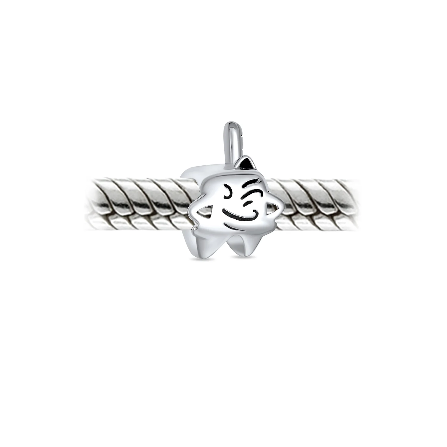 Oxidized .925 Sterling Silver Tooth Fairy Dentist Charm Bead European Bracelet - Image 3