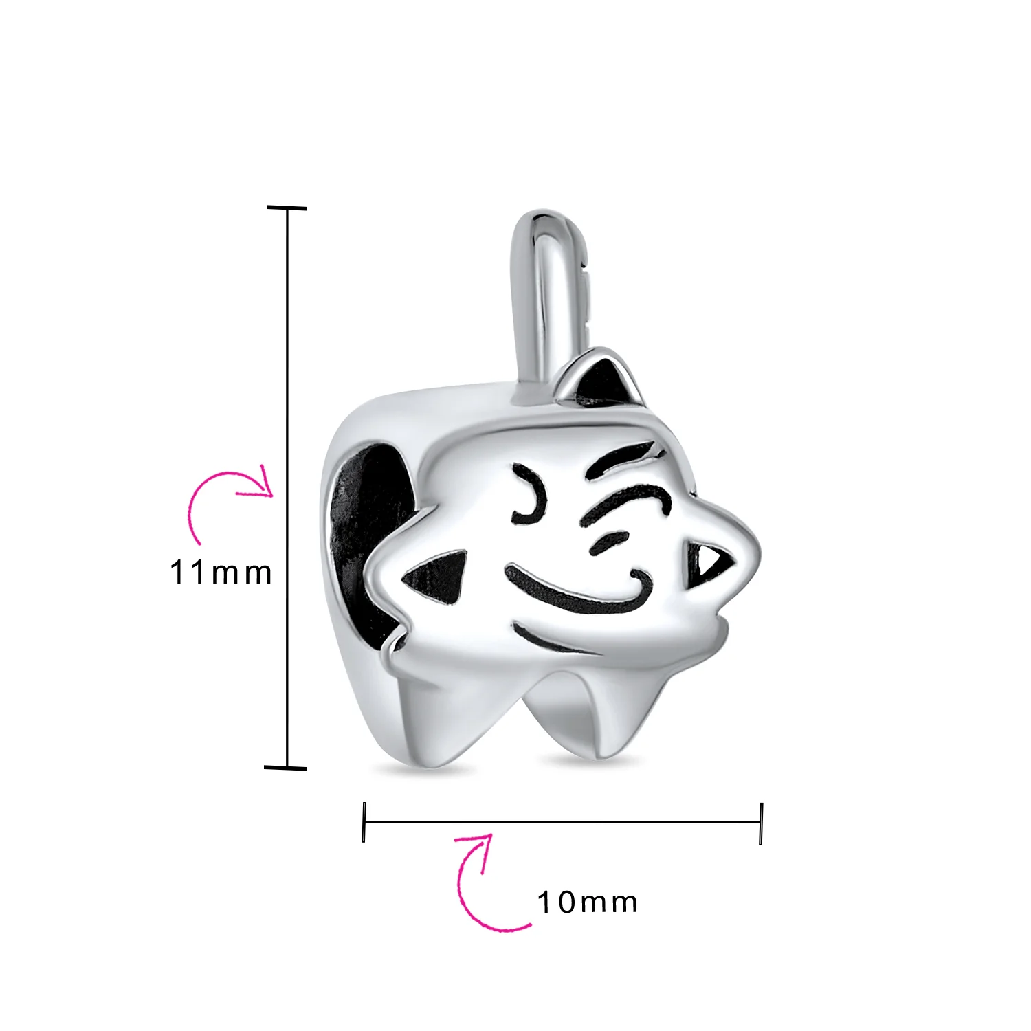 Oxidized .925 Sterling Silver Tooth Fairy Dentist Charm Bead European Bracelet - Image 4