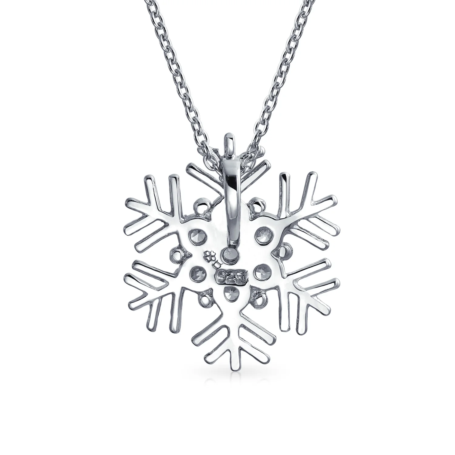 Winter Cubic Zirconia Snowflake Pendant Necklace in Sterling Silver - Image 3