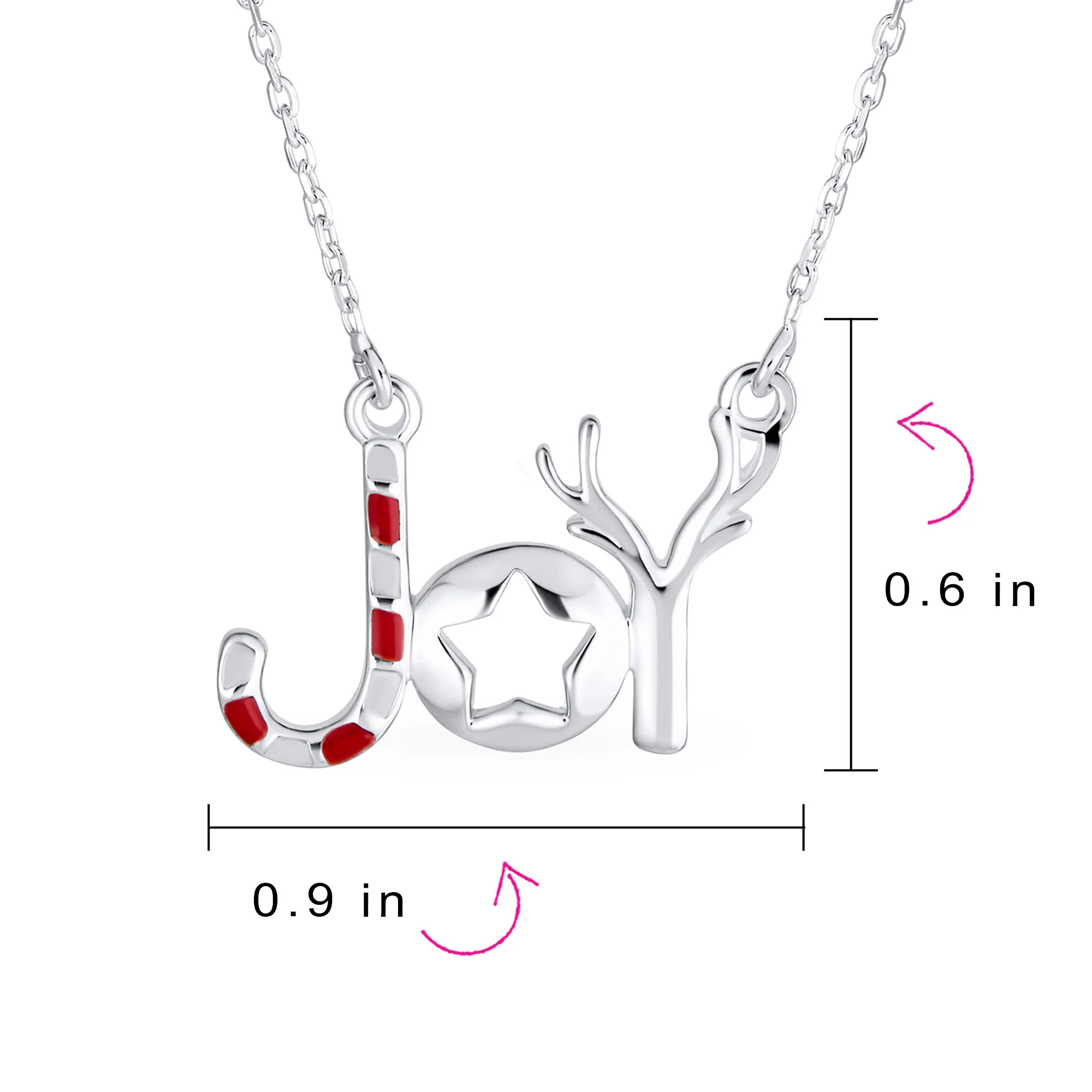 Winter Holiday Pendant Necklace Red Green Enamel Peppermint Candy Cane Star JOY - Image 5