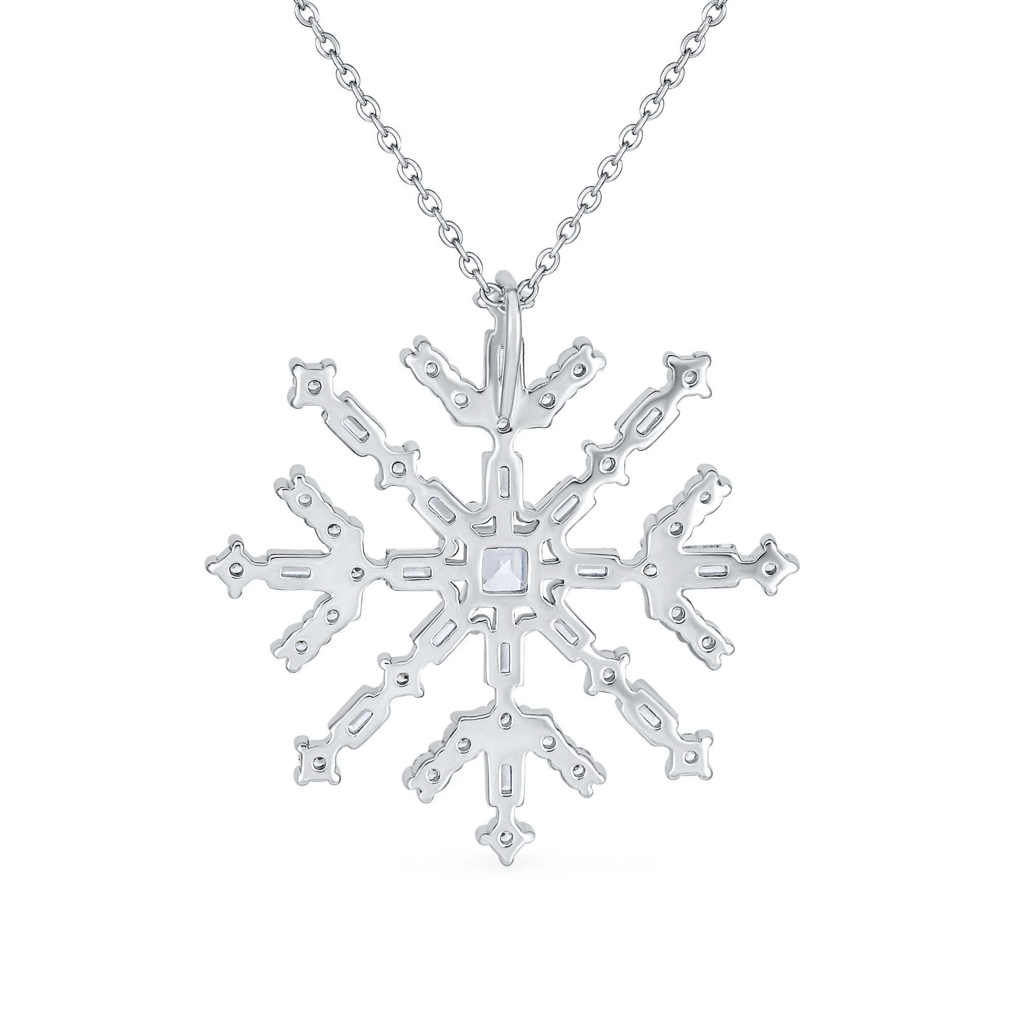 Winter Holiday Snowflake Pendant Necklace in Sterling Silver for Parties - Image 2