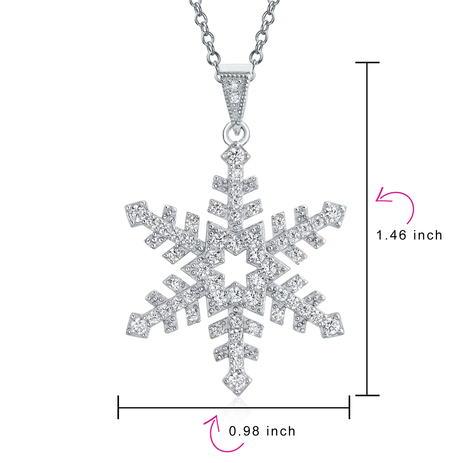 Winter Holiday Snowflake Pendant Necklace in Sterling Silver for Parties - Image 3