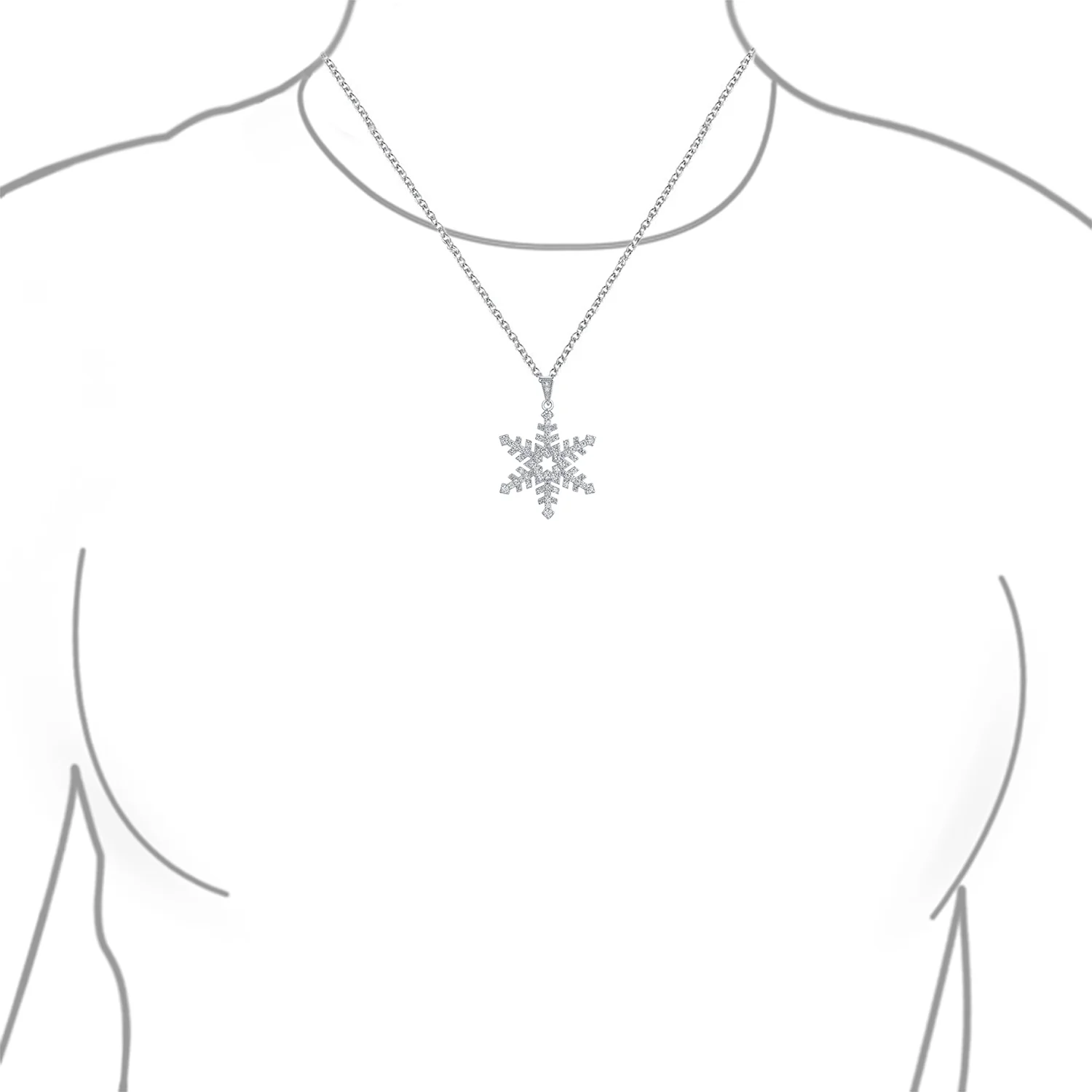 Winter Holiday Snowflake Pendant Necklace in Sterling Silver for Parties - Image 4