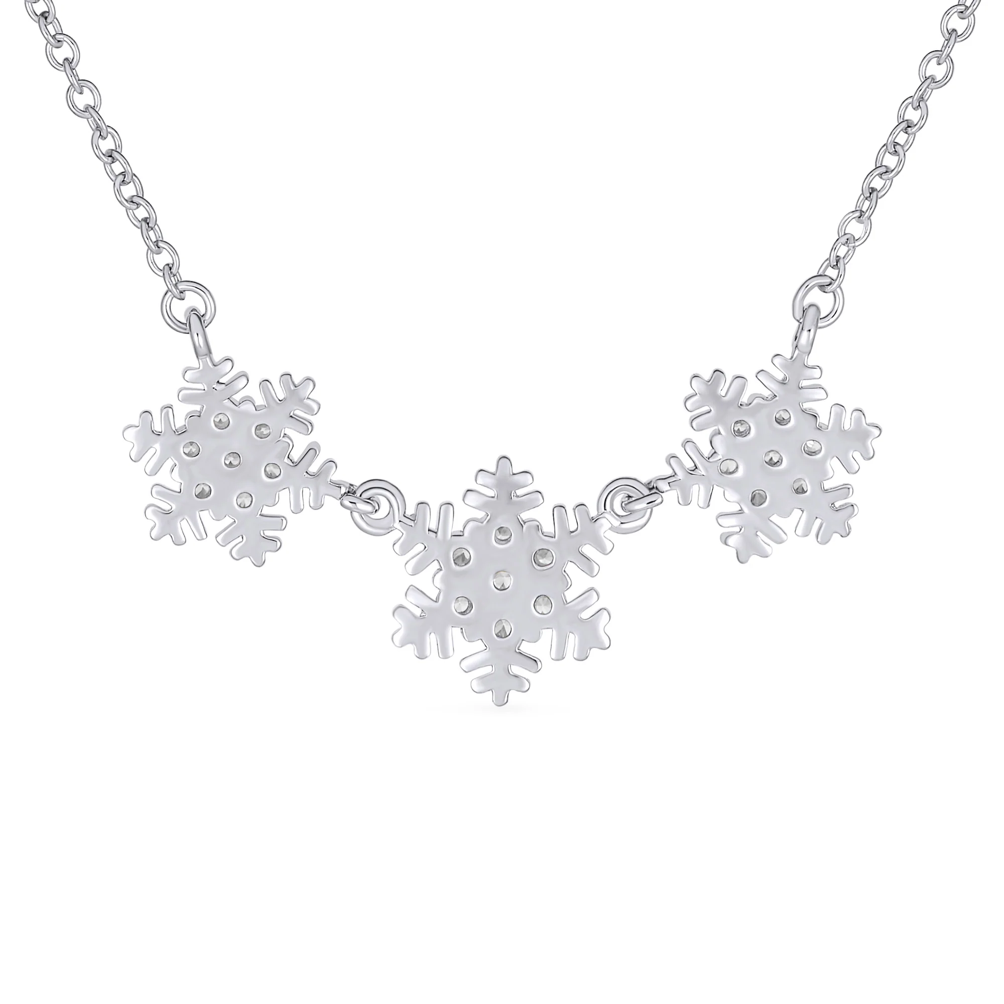 Winter Ice Blue Cubic Zirconia Snowflake Pendant Necklace in Sterling Silver - Image 2