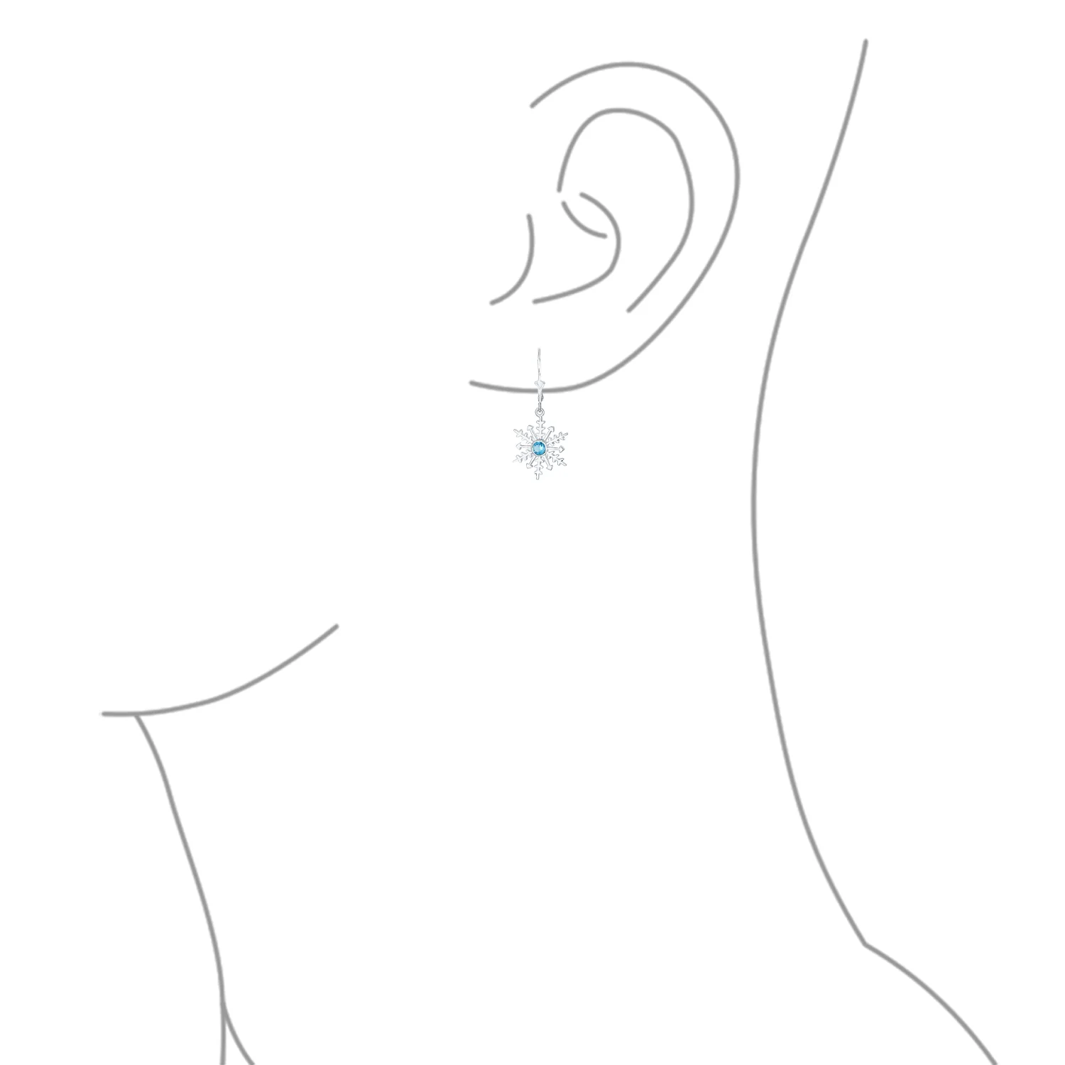 Frozen Winter Drop Dangle CZ Star Snowflake Earrings Sterling Silver Leverback - Image 6