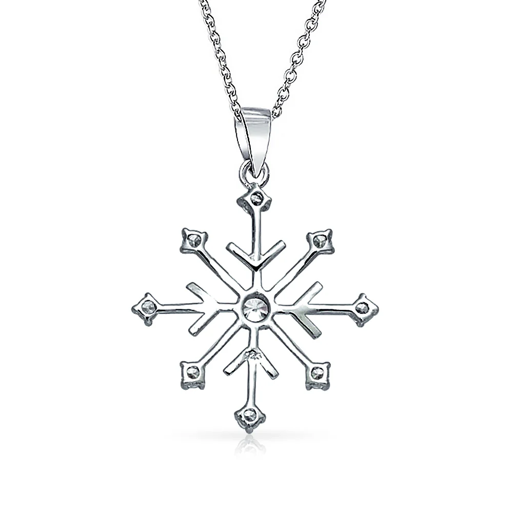 Winter Party Snowflake Pendant Necklace in Sterling Silver Leverback - Image 2
