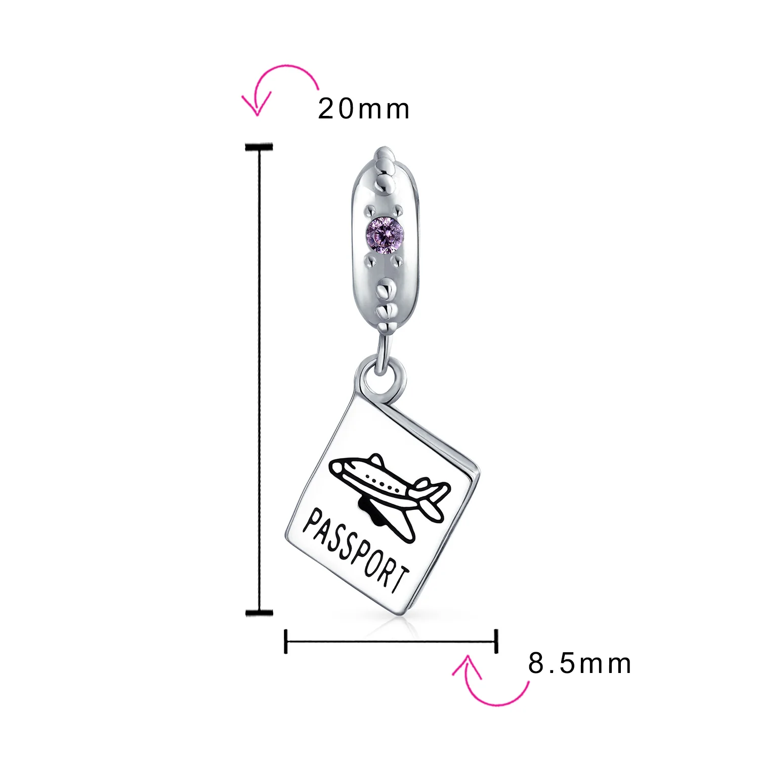 World Traveler Passport Dangle Charm Bead Sterling Silver for European Bracelet - Image 4
