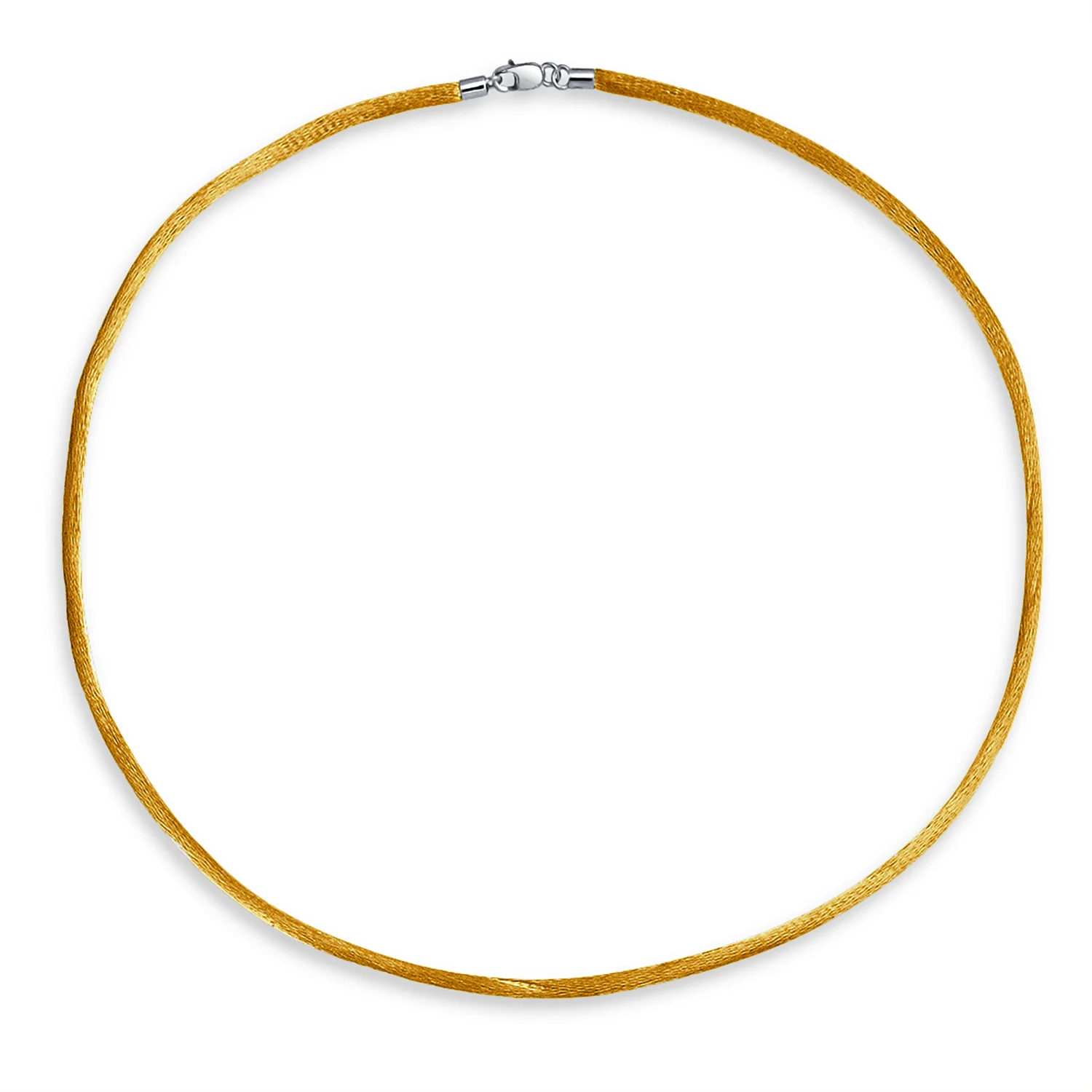 Yellow Gold Tone Satin Silk Cord Necklace with Sterling Silver Lobster Clasp - Image 2