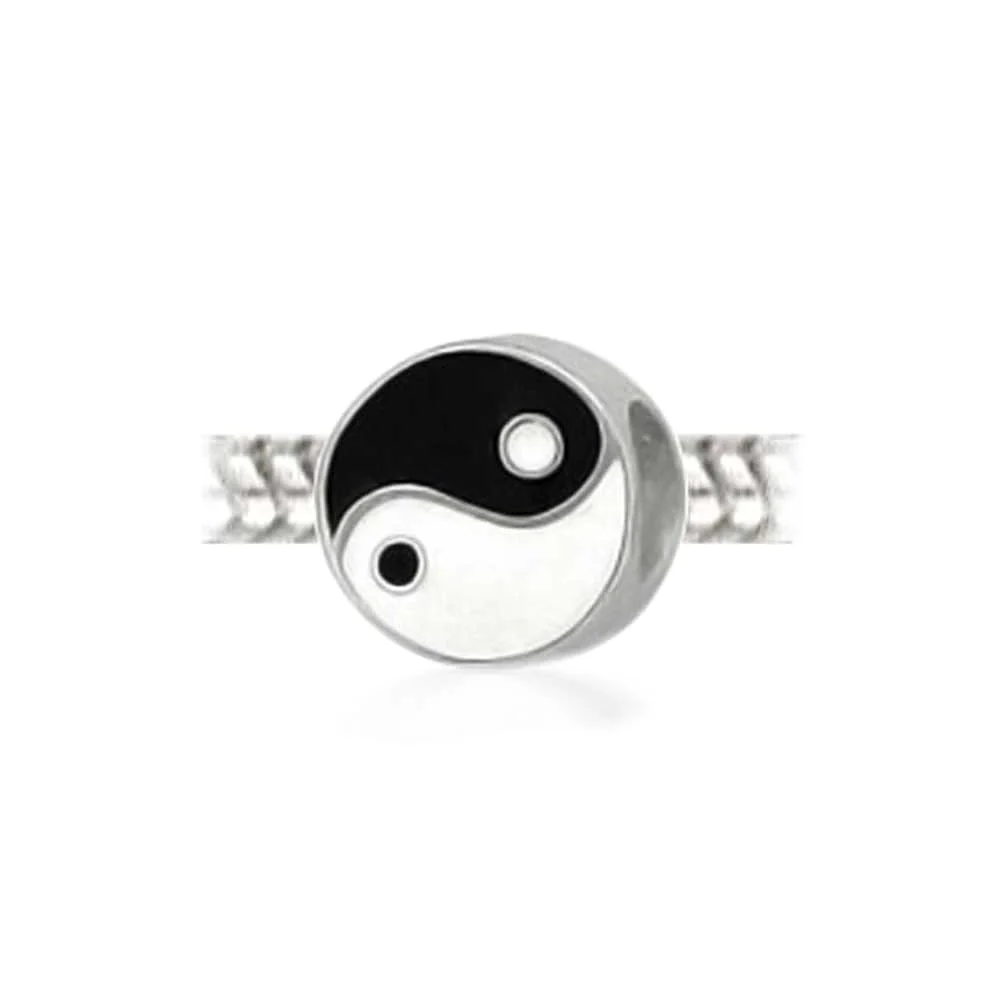 YYang Charm Bead Sterling Silver for European Bracelet - Black & White Balance - Image 2