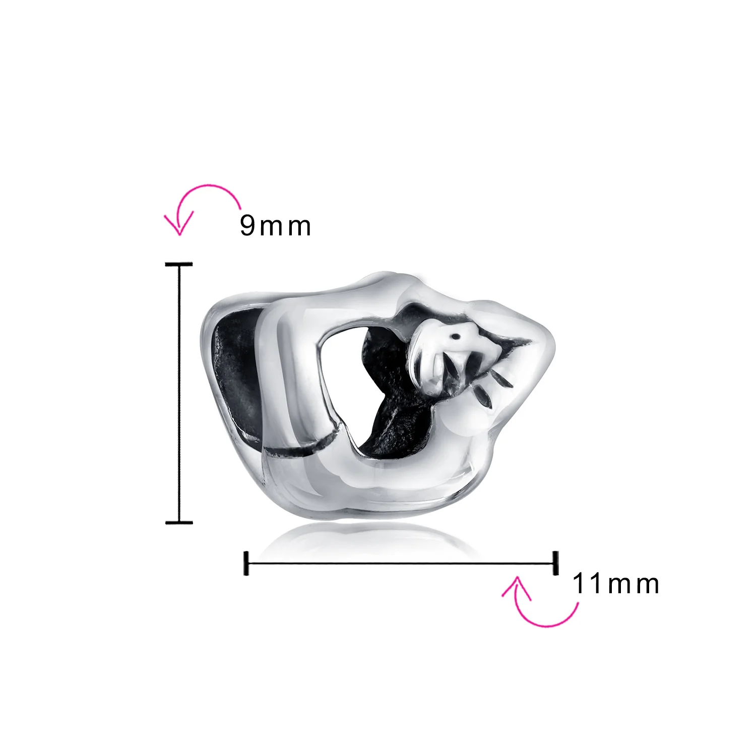Set of 2 Black White Yin Yang Yogi Gymnastics Yoga Pose Charm Bead Enamel Silver - Image 4