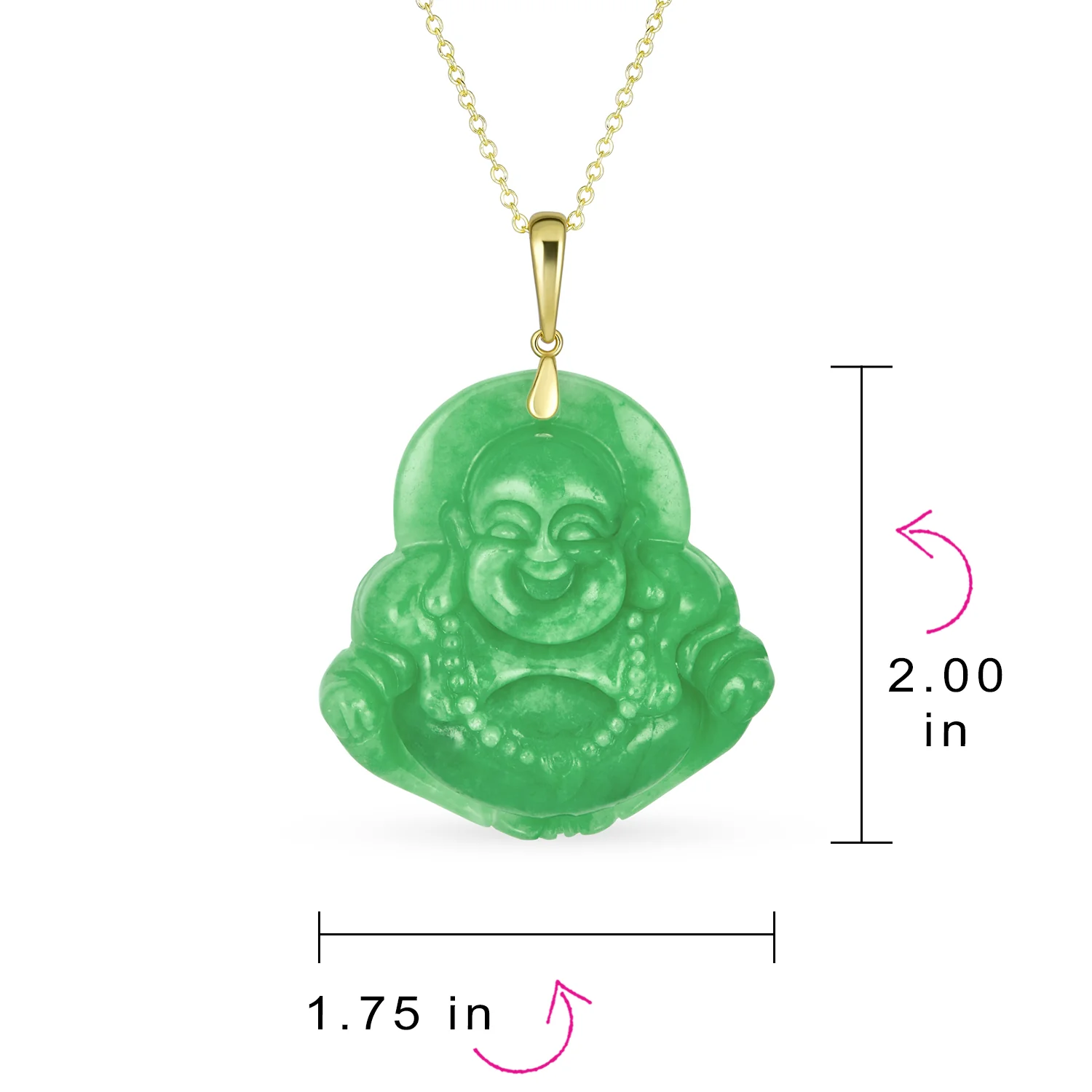 Yogi Amulet Jade Laughing Buddha Pendant Necklace GoldPlated - Image 4