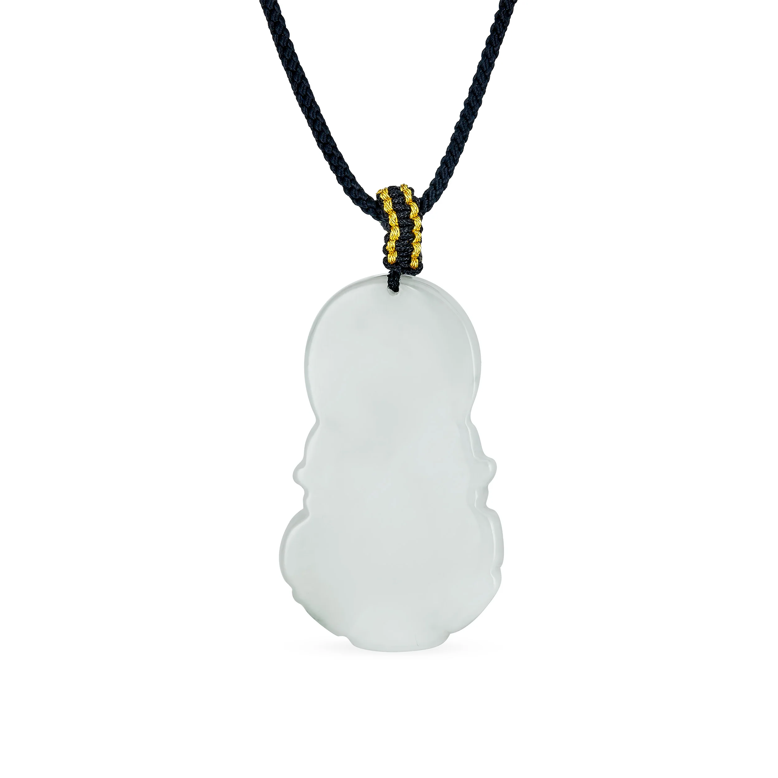 Yogi Protection Amulet Jade Buddha Pendant Necklace Black Cord 16-24 Inch - Image 2