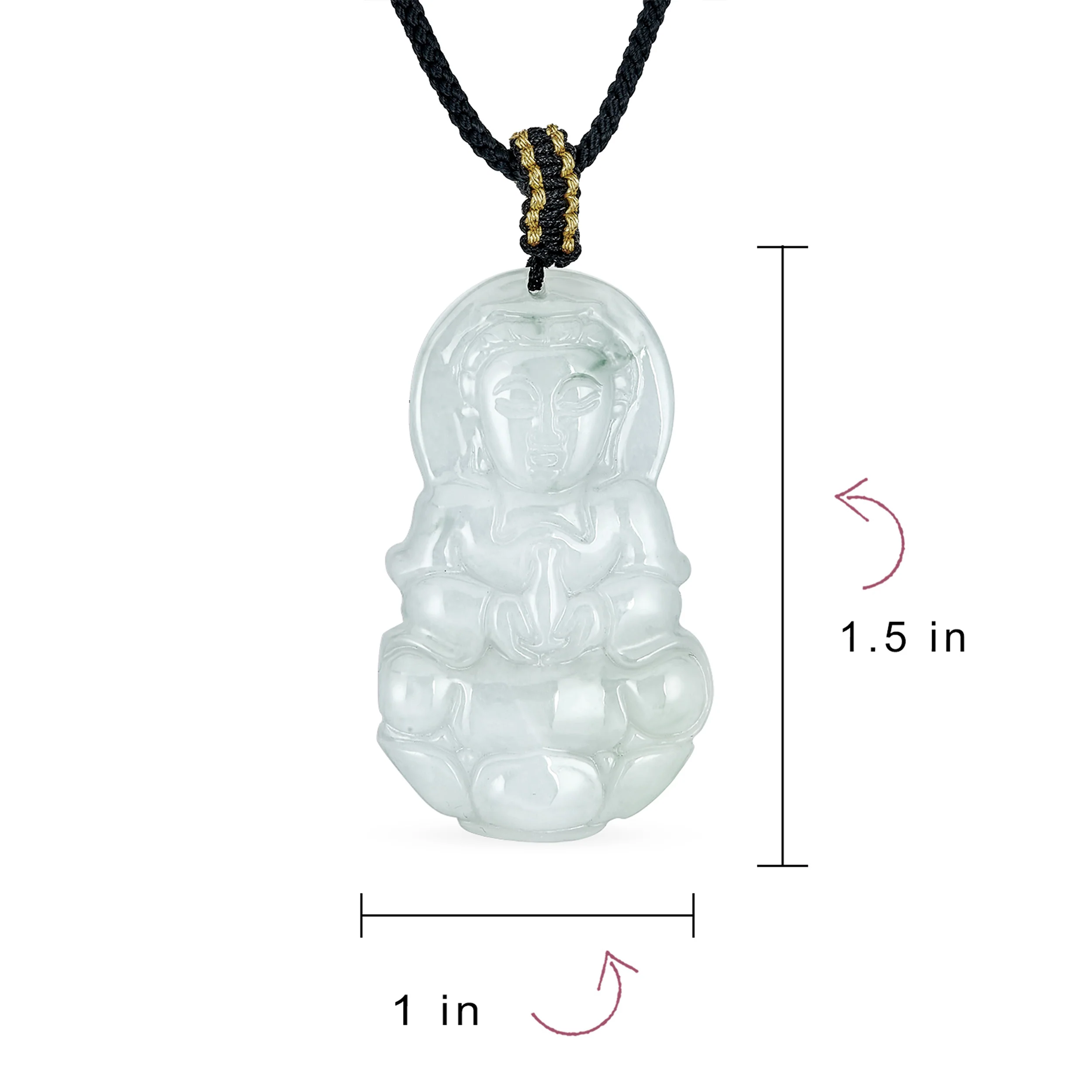 Yogi Protection Amulet Jade Buddha Pendant Necklace Black Cord 16-24 Inch - Image 4